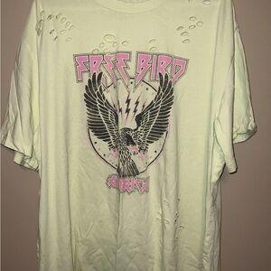 Edgy Free Bird Graphic Tee - Light Cream